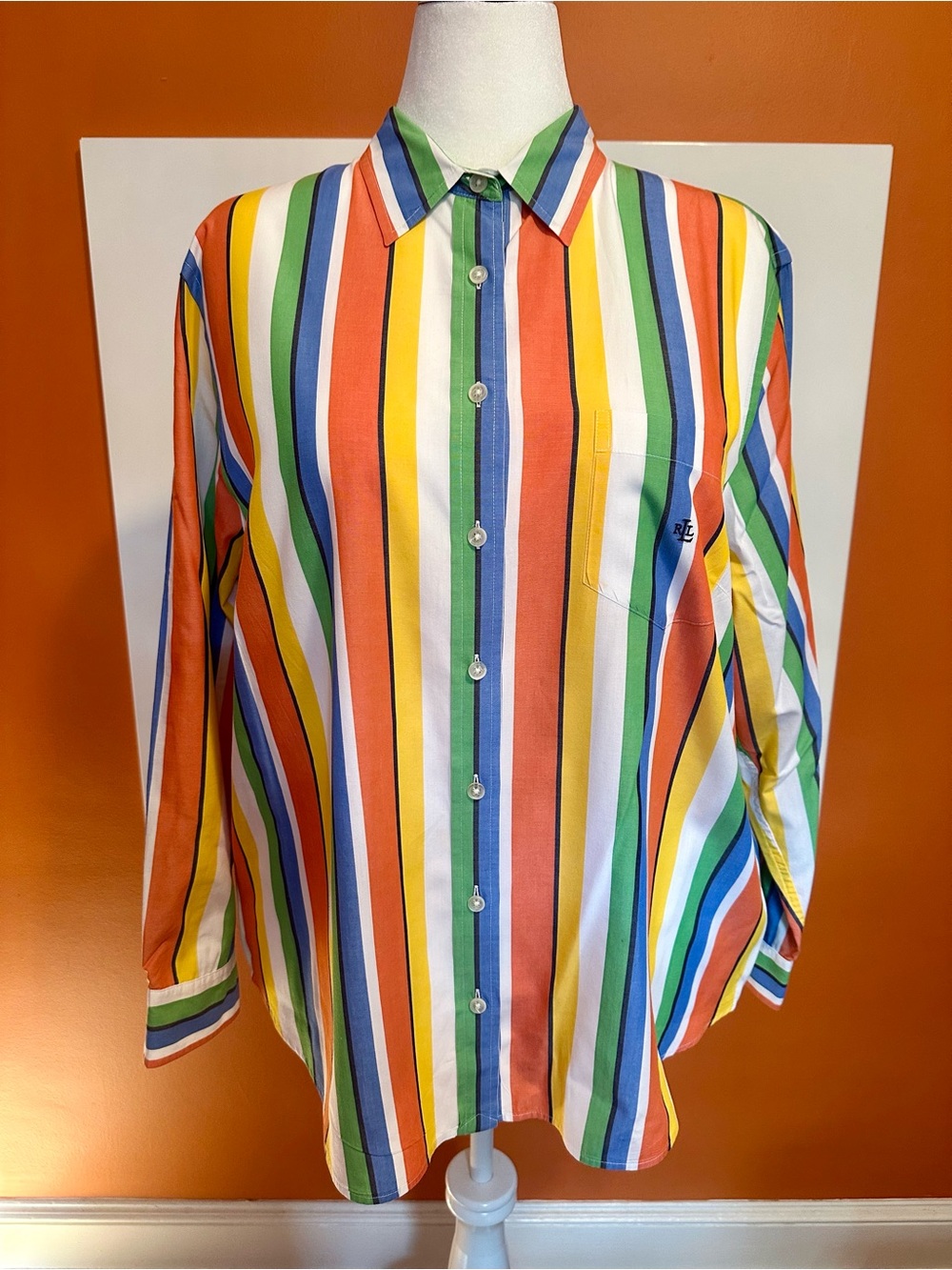 Lauren Ralph Lauren Multicolor Bold Striped Button-Down Shirt 2X